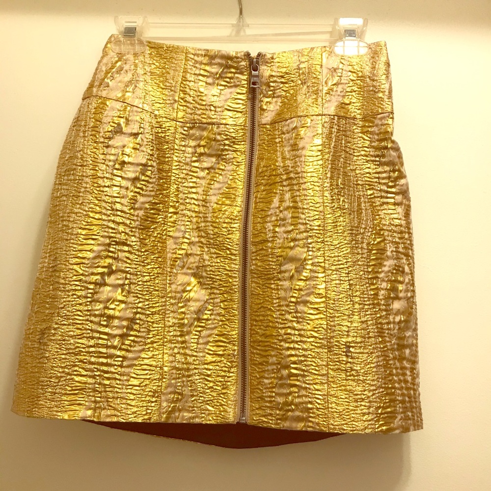 BCBGMaxAzria Gold Zippered Skirt